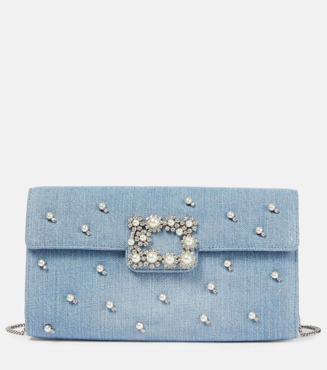 

Декорированный джинсовый клатч Roger Vivier, синий