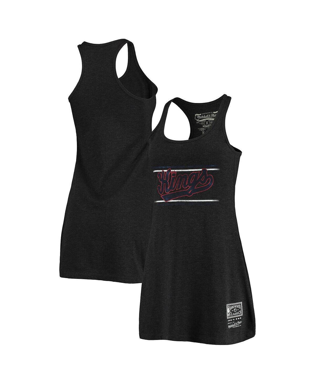 

Женское черное платье-майка Sacramento Kings Tri-Blend из твердой древесины с меланжевым рисунком, классическое платье-майка с борцовой спиной Mitchell & Ness, черный