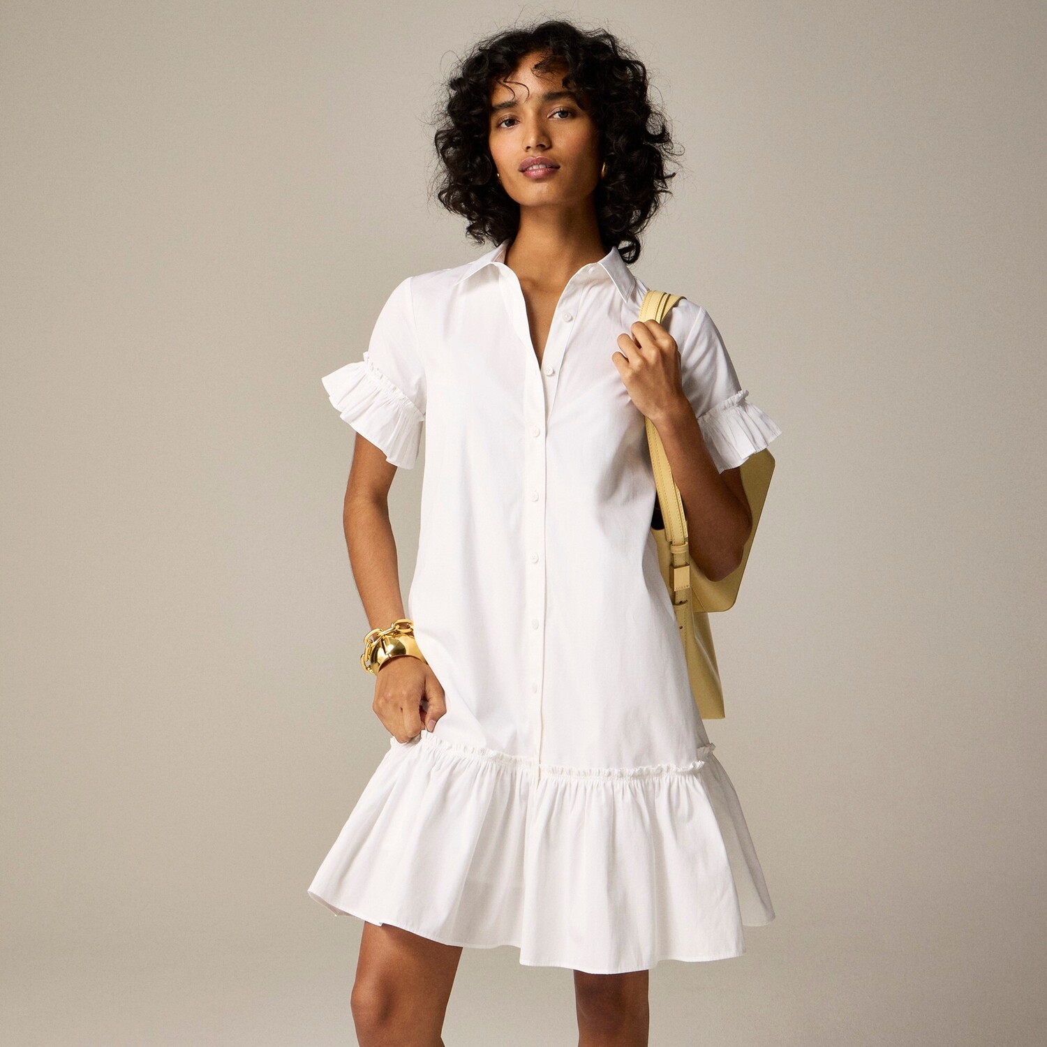 

Платье-Рубашка Amelia из хлопкового поплина J.Crew, белый