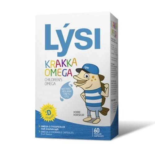 

LYSI, Жевательные капсулы Омега-3 для детей, 60 капсул. Inna
