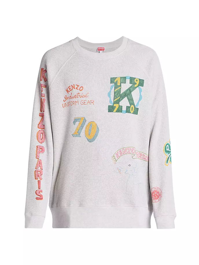 

Свитер свободного кроя из хлопка с узором Varsity Varsity Kenzo, серый