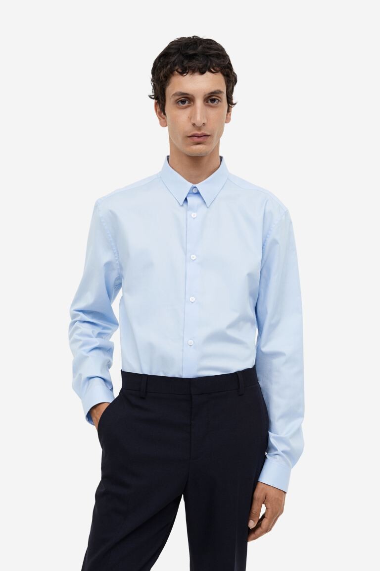 

Хлопковая рубашка приталенного кроя H&M