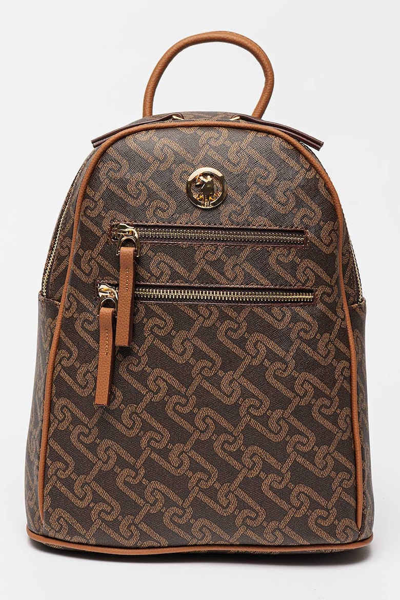 Рюкзак из экокожи с монограммой U S Polo Assn , коричневый