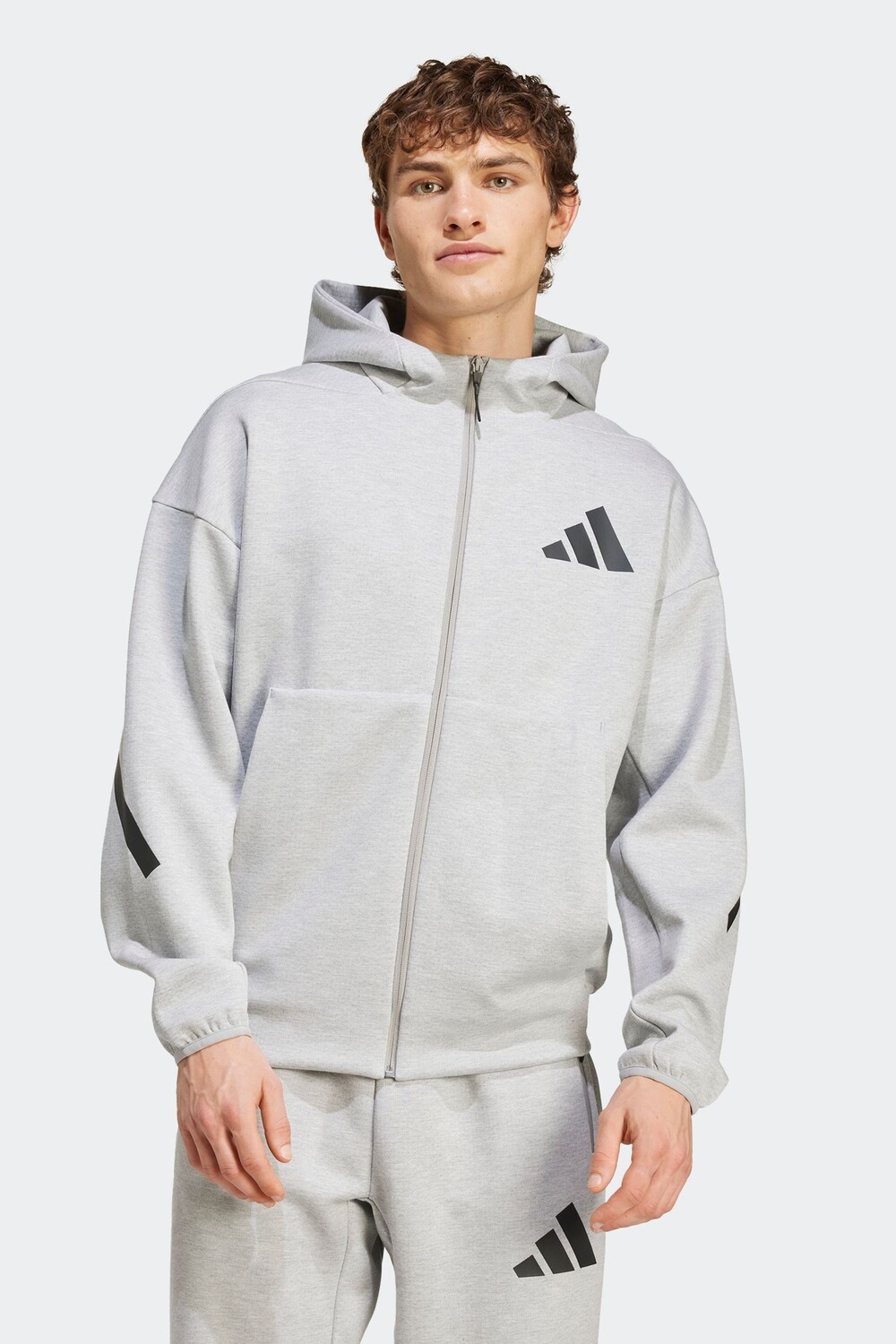 

Новая спортивная куртка zne с капюшоном и застежкой молнией Adidas, серый