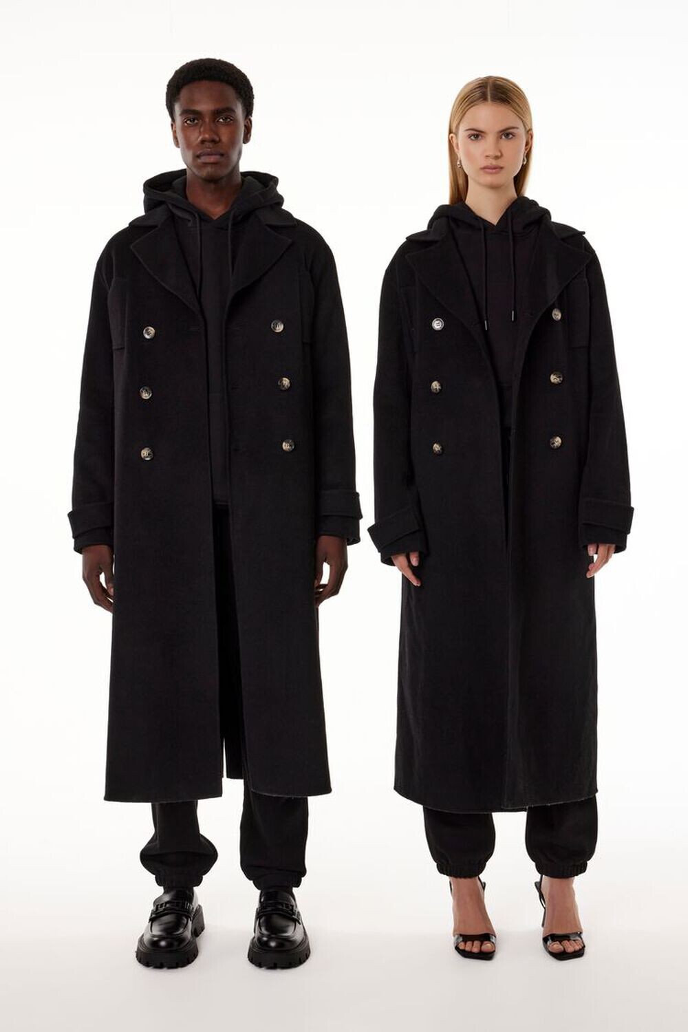 

Двубортное пальто унисекс Barneys New York Forever 21, черный
