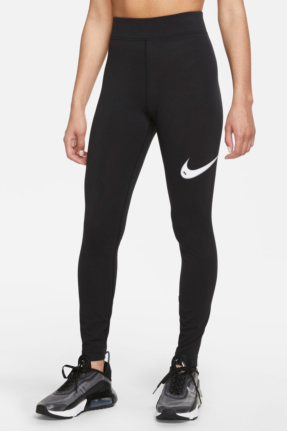 

Леггинсы с завышенной талией и логотипом Swoosh Nike, черный