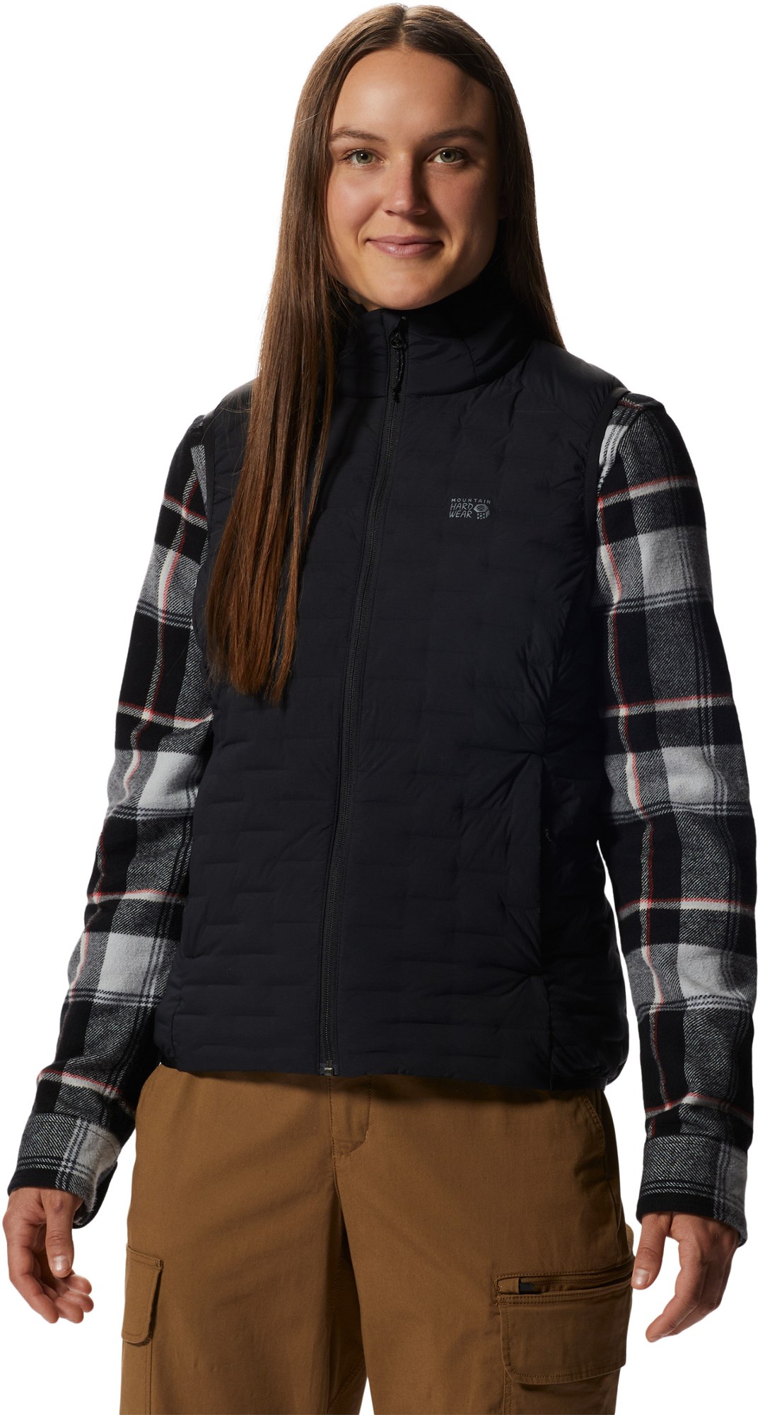 пуховик мужской mountain hardwear stretchdown™ light jacket синий Легкий жилет StretchDown - женский Mountain Hardwear, черный