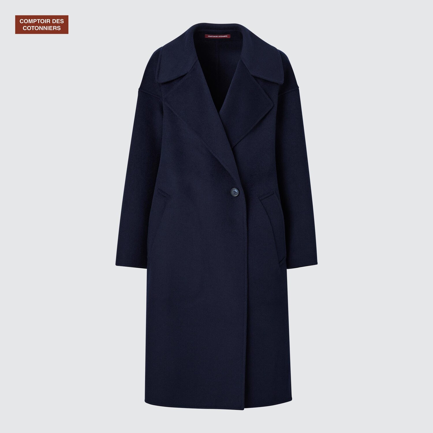 

Шерстяное длинное пальто Comptoir des Cotonniers Uniqlo, темно-синий