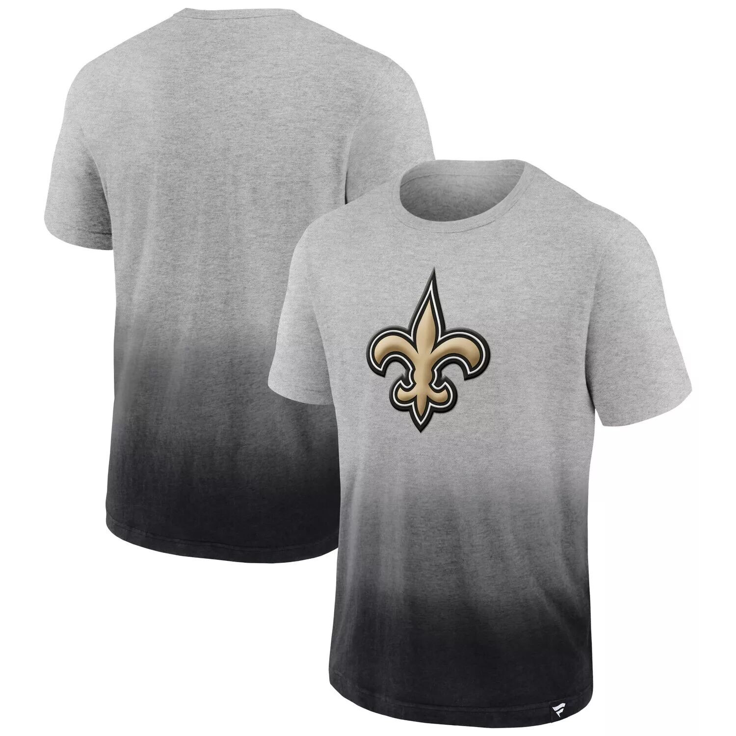 

Мужская футболка с омбре серо-черного цвета с логотипом Fanatics New Orleans Saints Team
