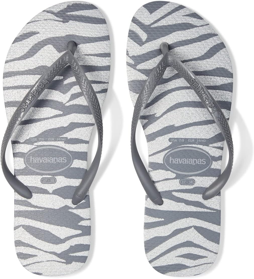 

Шлепанцы Slim Animals Glitter Flip Flop Sandal Havaianas, цвет Steel Grey