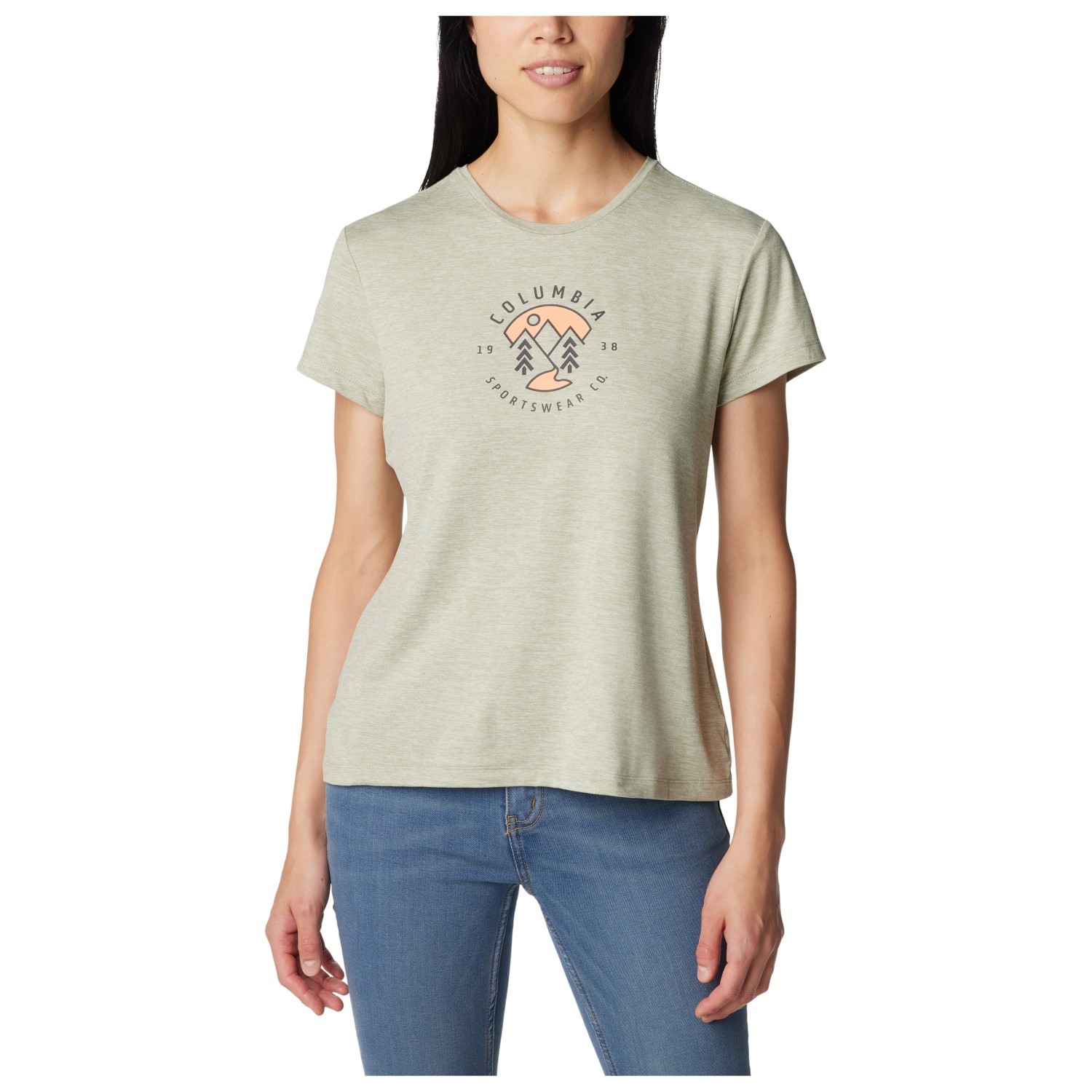 цена Функциональная рубашка Columbia Women's Sloan Ridge Graphic S/S Tee, цвет Safari Heather/Naturally Boundless