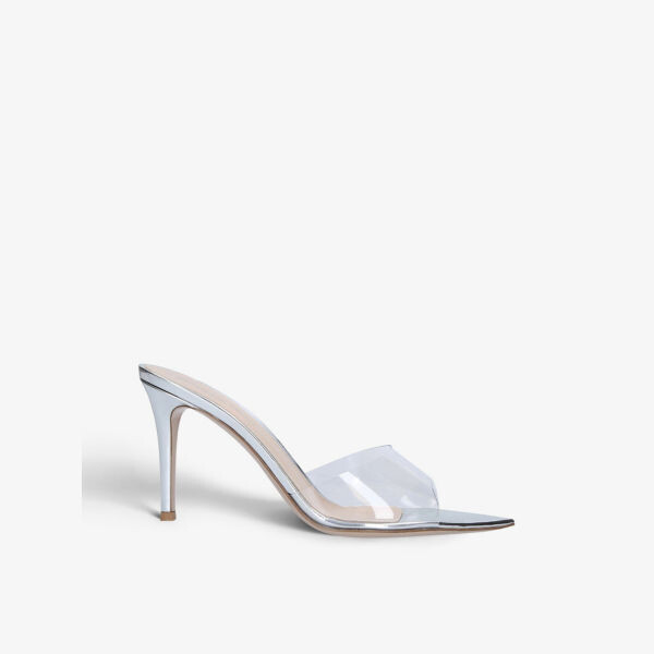

Мюли Elle на каблуке из кожи и ПВХ Gianvito Rossi, серебряный