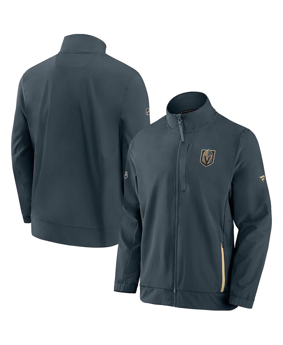 цена Мужская фирменная серая куртка Vegas Golden Knights Authentic Pro Rink Coaches с молнией во всю длину Fanatics