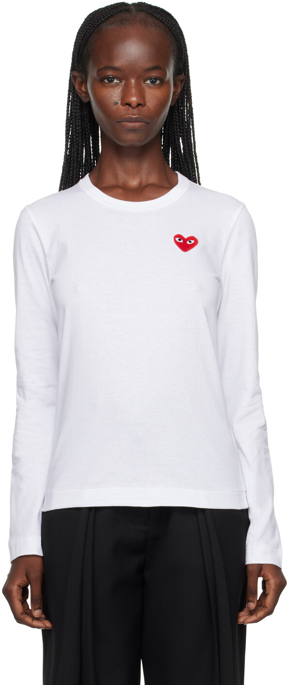 

COMME des GARCONS PLAY Белая футболка с длинными рукавами и нашивкой в ​​виде сердца Comme des Garçons, Белый