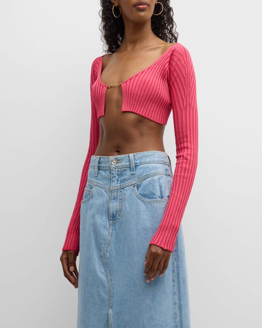 

Кардиган в рубчик с логотипом Pralu Jacquemus, Синий