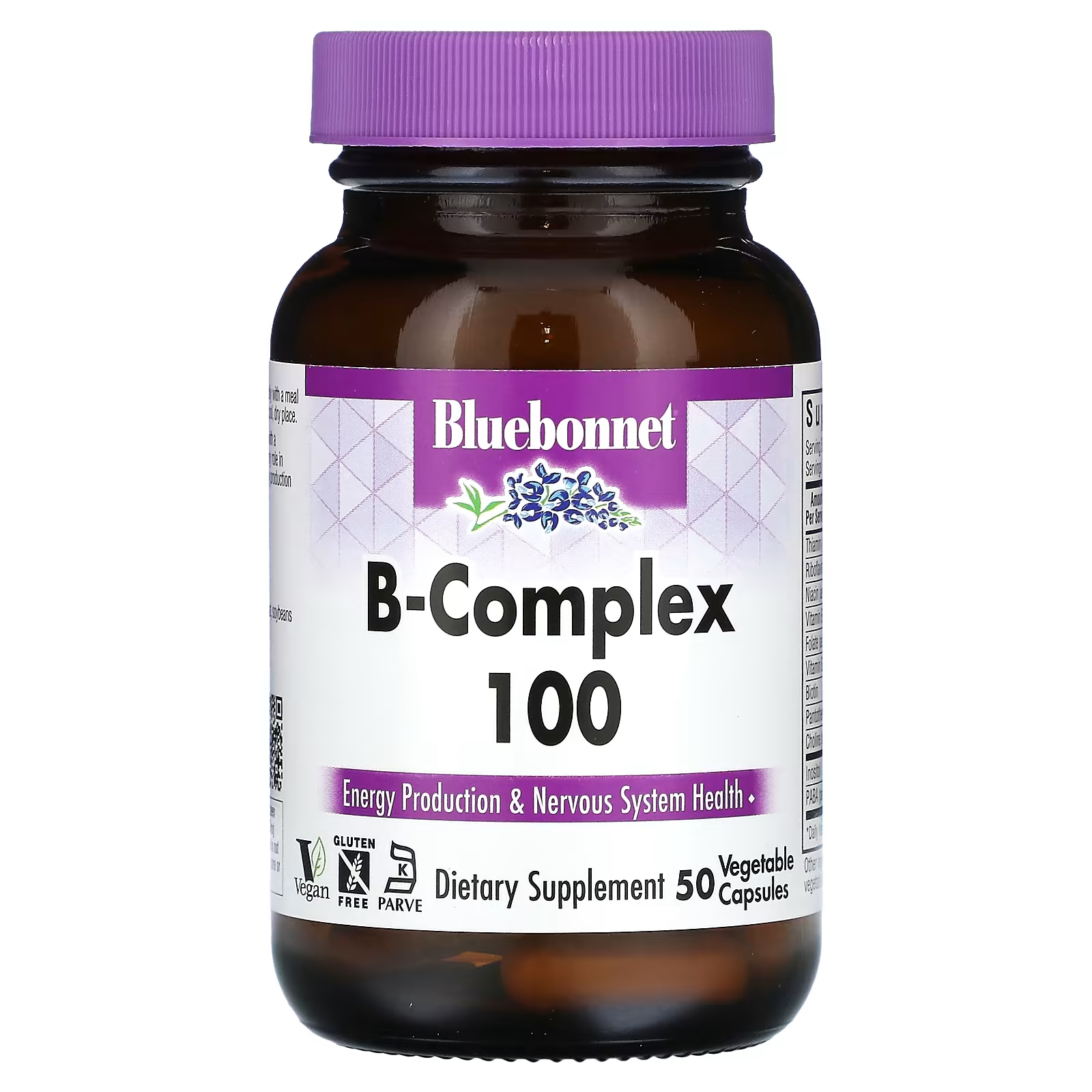 Комплекс витаминов группы В 100 Bluebonnet Nutrition, 50 растительных капсул витамин к2 bluebonnet nutrition 100 мкг 100 растительных капсул
