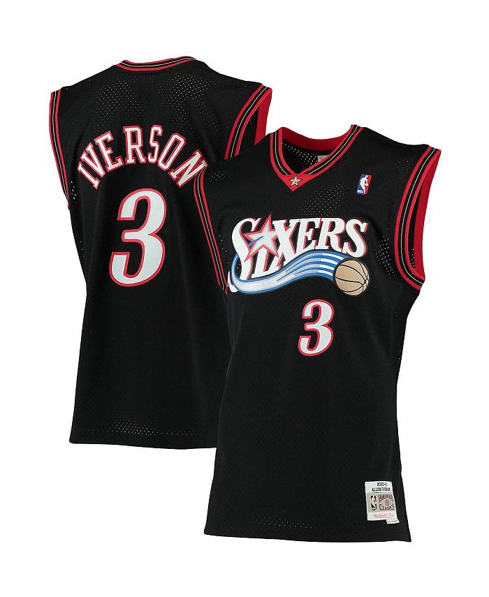 

Мужская черная майка Allen Iverson Philadelphia 76ers Big and Tall Hardwood Classics Mitchell & Ness, черный