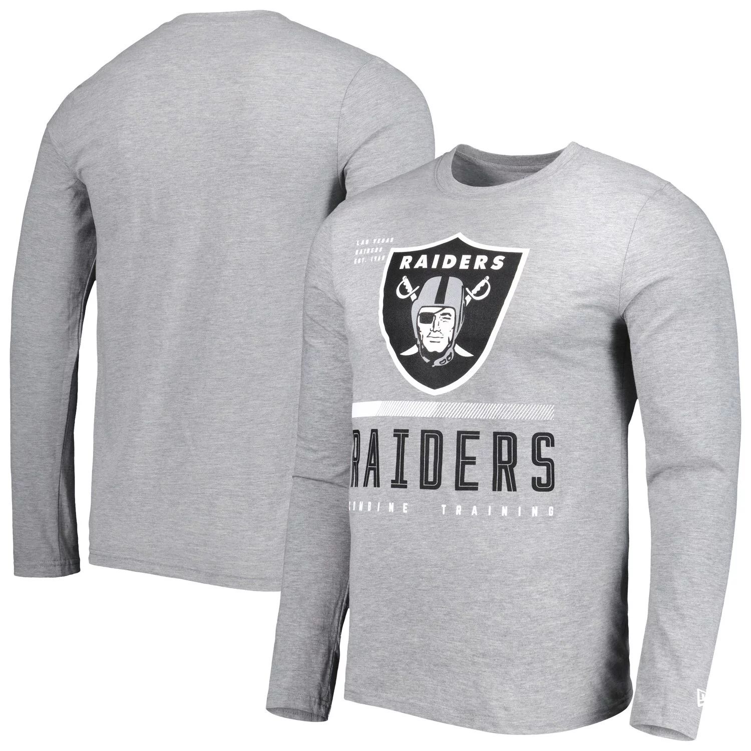 

Мужская футболка New Era Heathered Grey Las Vegas Raiders с длинными рукавами и аутентичной красной зоной