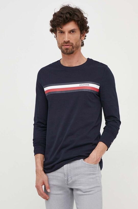 

Хлопковая рубашка с длинными рукавами Tommy Hilfiger, темно-синий