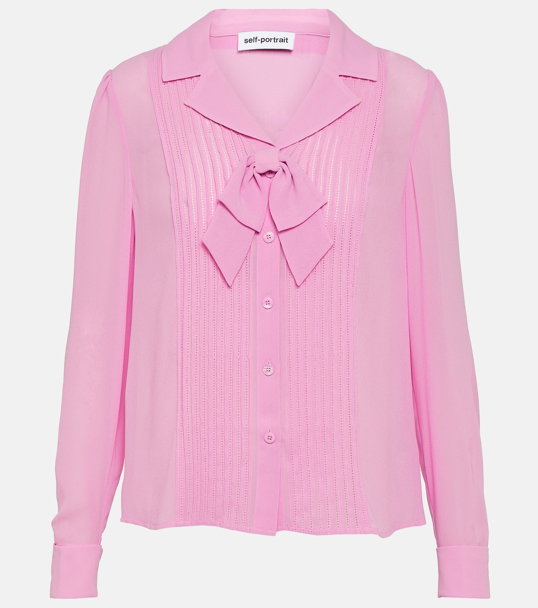 Шифоновая блузка с бантом Self-Portrait, розовый блуза шифоновая с бантом