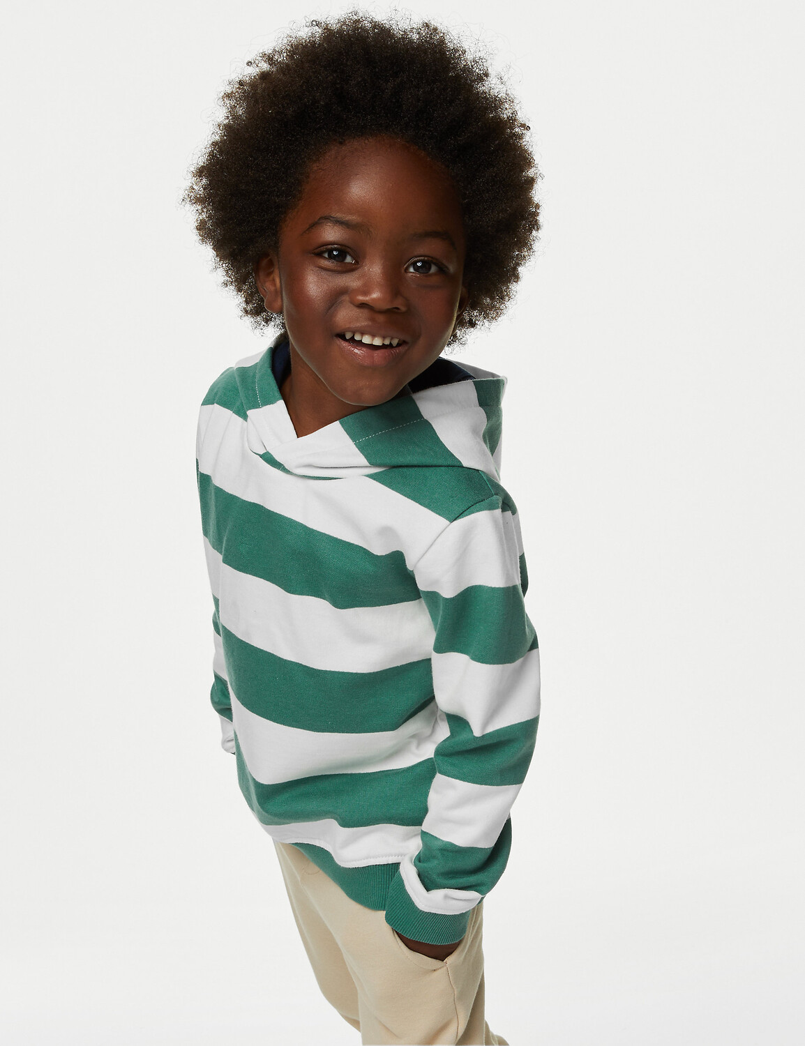 

Толстовка в полоску из хлопка (2–8 лет) Marks & Spencer, зеленый микс
