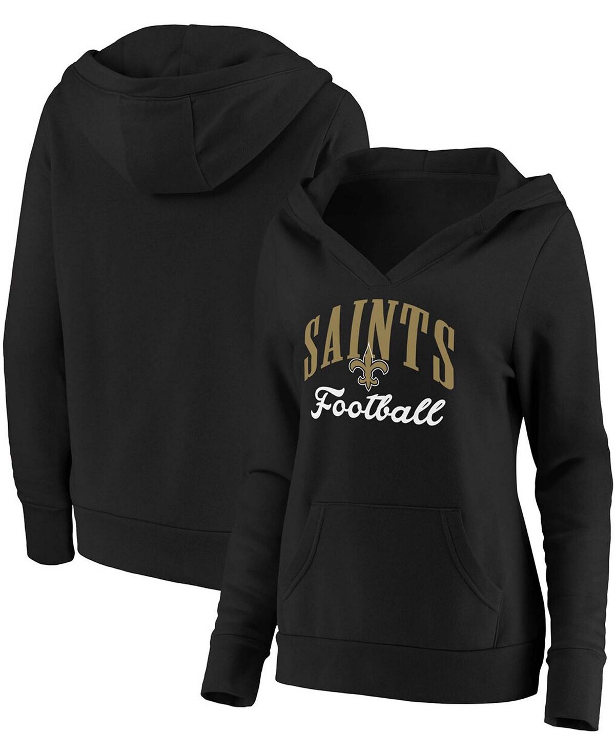 

Черный пуловер с капюшоном и надписью «New Orleans Saints Team Victory Script» размера плюс Fanatics, черный