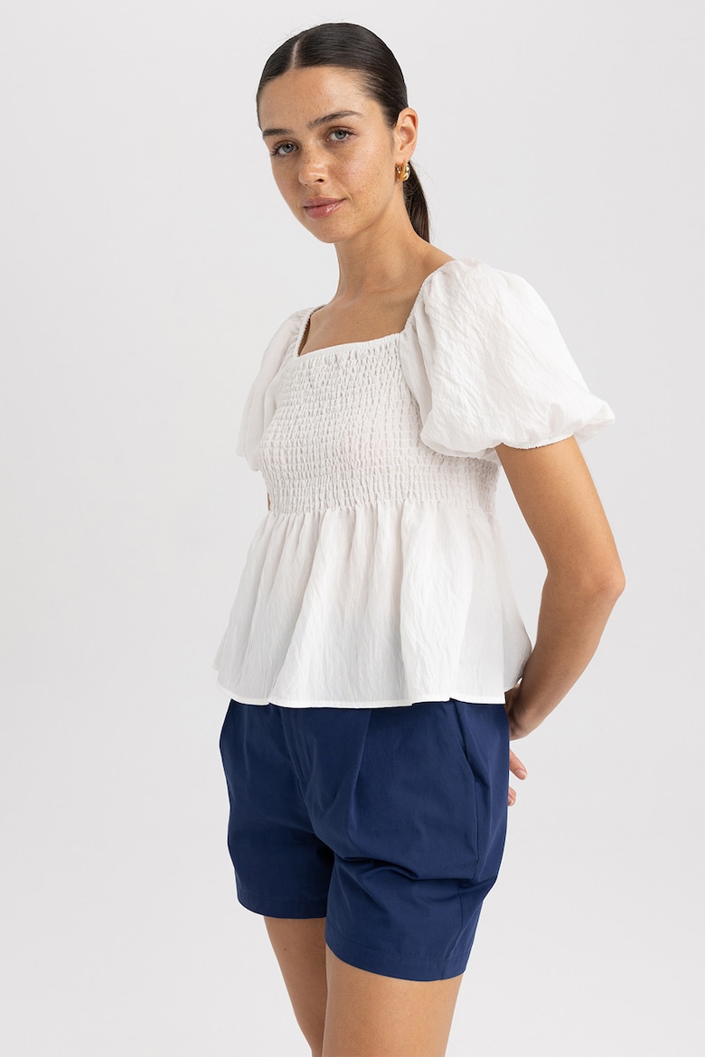 Блуза с квадратным вырезом и рукавами-фонариками Defacto, белый