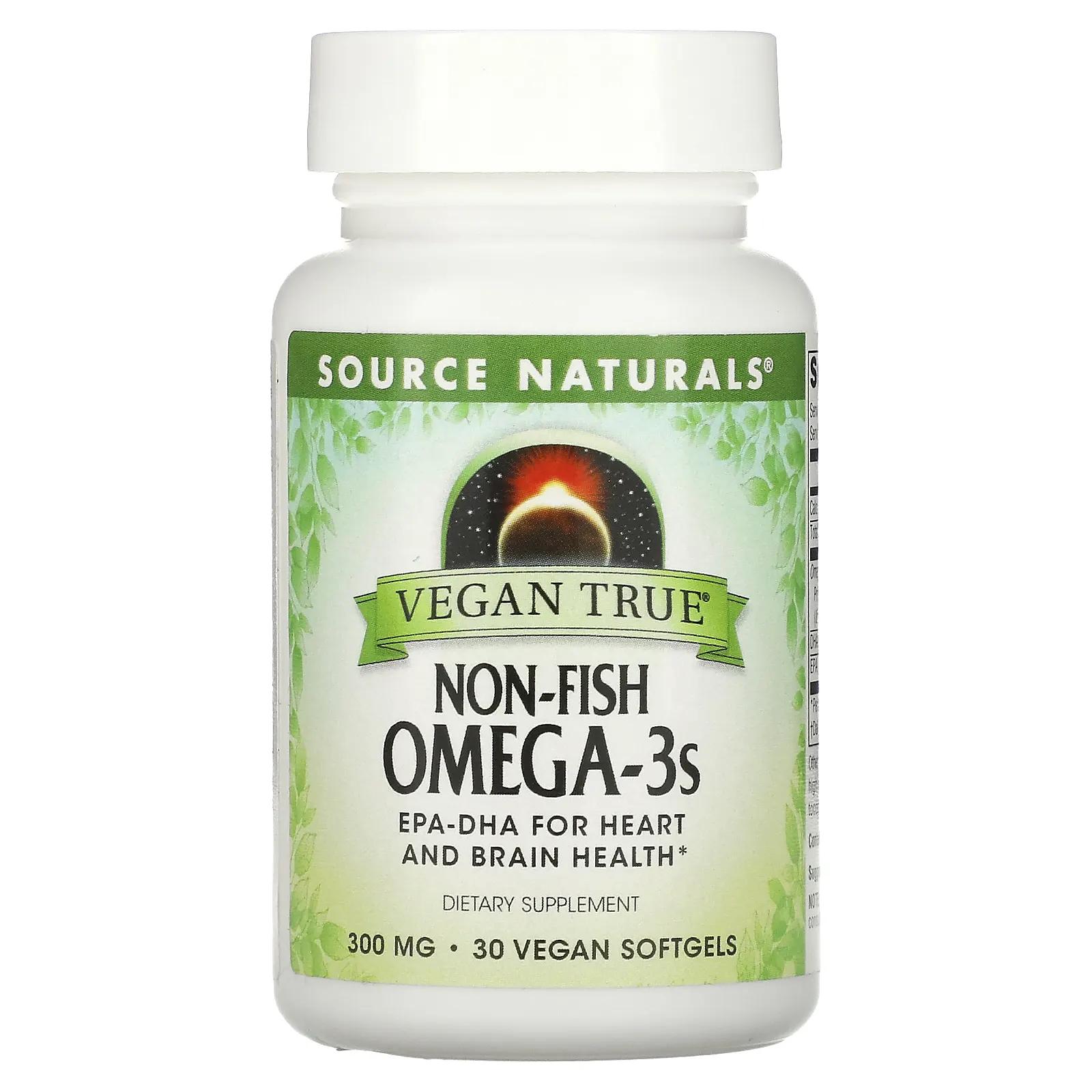 Source Naturals Истинно Веган Омега-3s не рыбного происхождения 300 мг 30 веганских капсул
