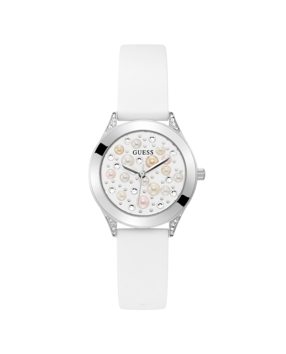 цена Женские часы Pearl GW0381L1 из силикона и белого ремешка Guess, белый