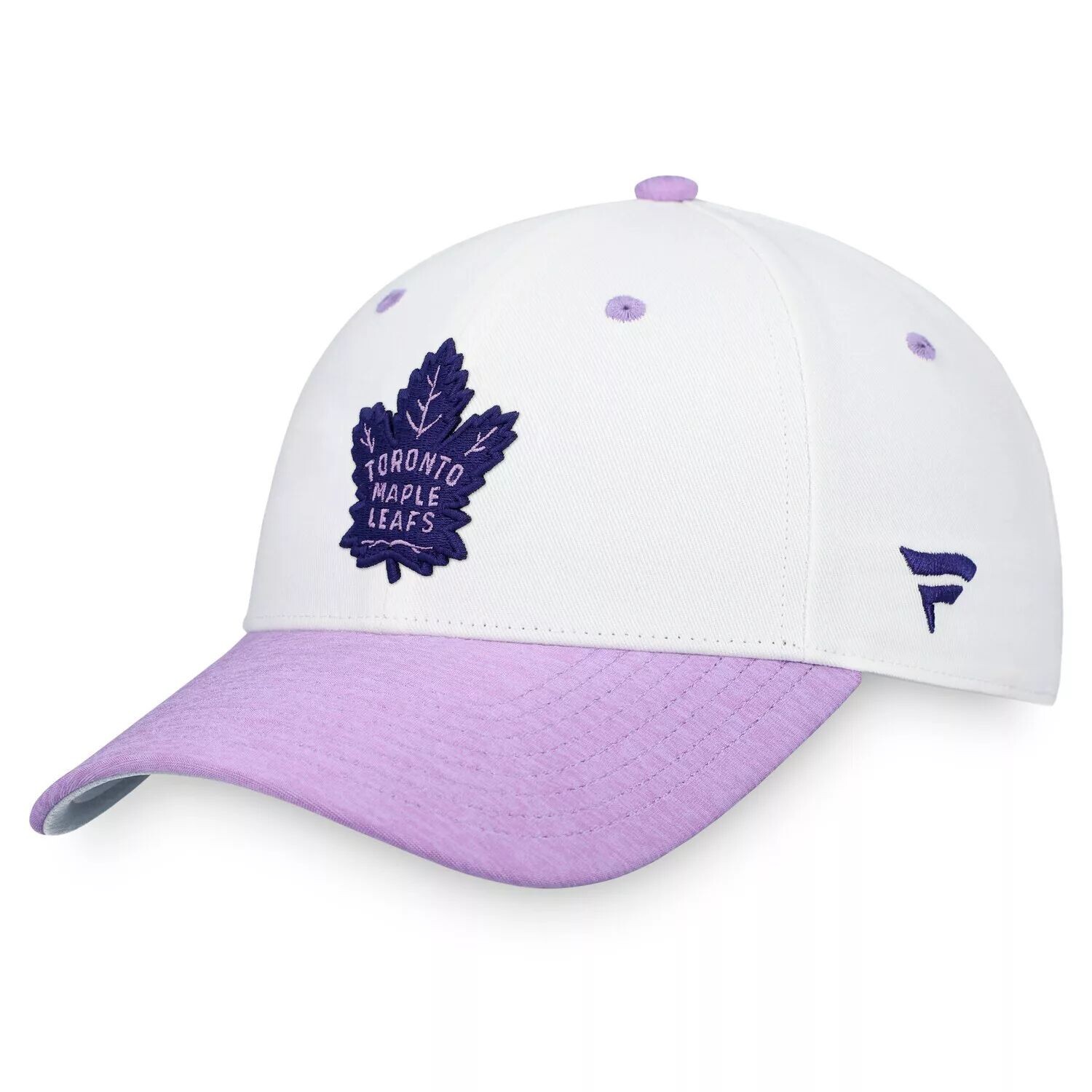

Мужская фирменная белая/фиолетовая кепка Fanatics Toronto Maple Leafs Authentic Pro Hockey Fights Cancer Snapback Hat