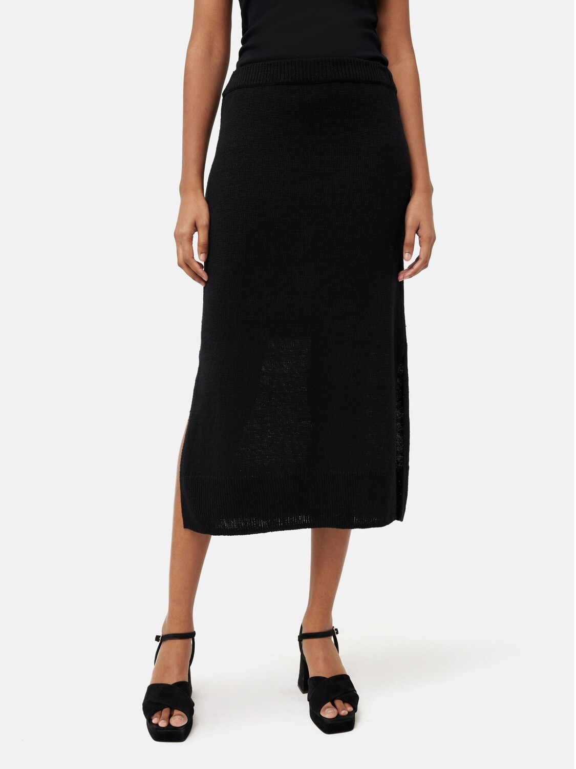 

Трикотажная юбка Jigsaw Linen Slub, черная