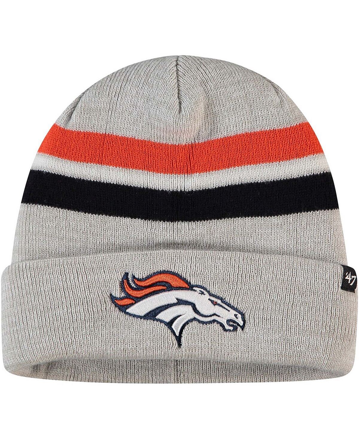 

Мужская серая вязаная шапка Denver Broncos Monhegan с манжетами '47 Brand
