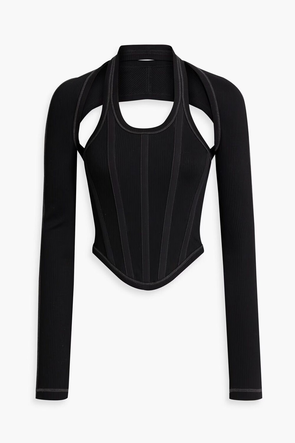 

Топ в рубчик с вырезом из смесового хлопка Dion Lee, черный