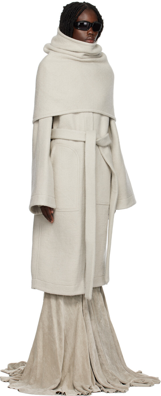 

Белое пальто с кинжалом Rick Owens, Белый