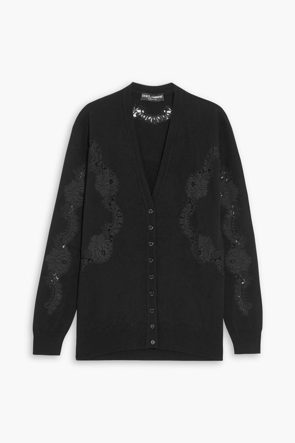 

Кашемировый кардиган с кружевными вставками Dolce & Gabbana, черный