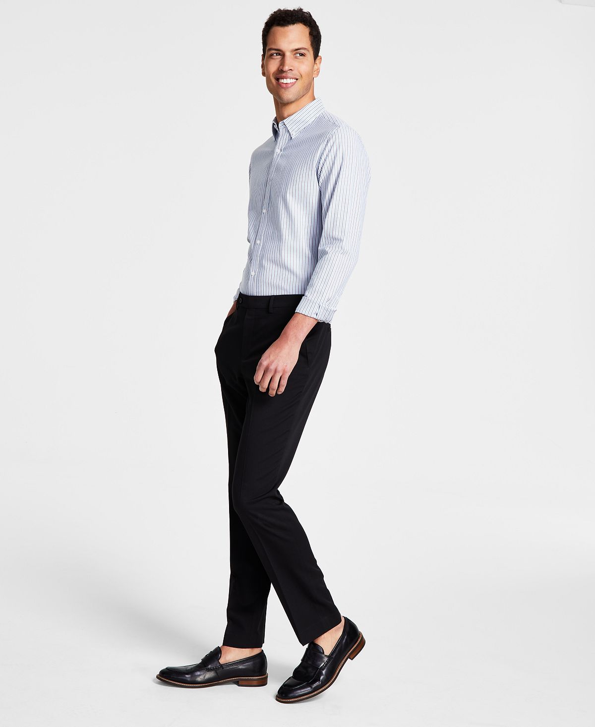 цена Мужские однотонные классические брюки современного кроя DKNY