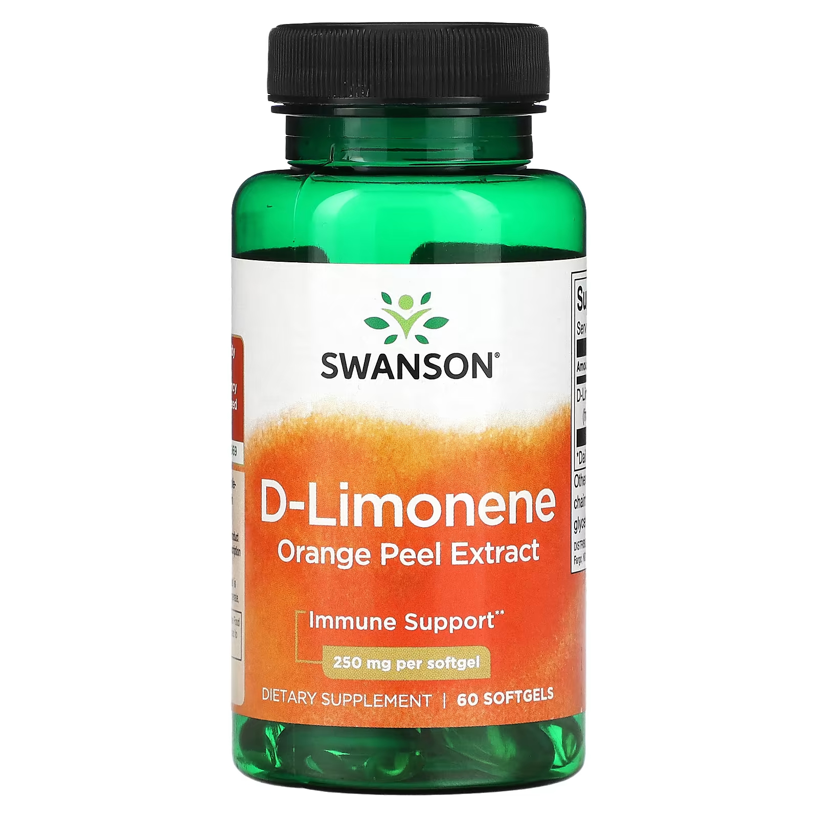 D-лимонен Swanson экстракт апельсиновой корки, 60 мягких таблеток swanson d лимонен экстракт апельсиновой цедры 250 мг 60 мягких таблеток