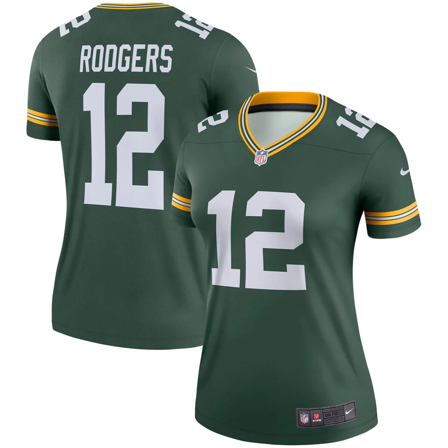 2021 packers women s rugby jersey aaron rodgers davante adams brett jones jace sternberger green bay american football t shirt Женское джерси Nike Aaron Rodgers Green Green Bay Packers Legend Nike