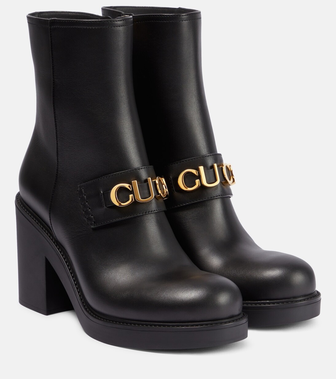

Кожаные ботильоны с логотипом Gucci, черный