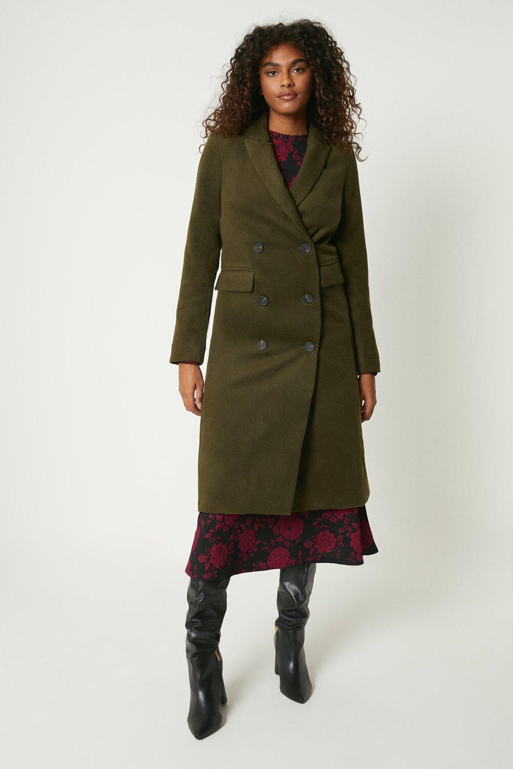 

Двубортное шерстяное пальто Dorothy Perkins, хаки