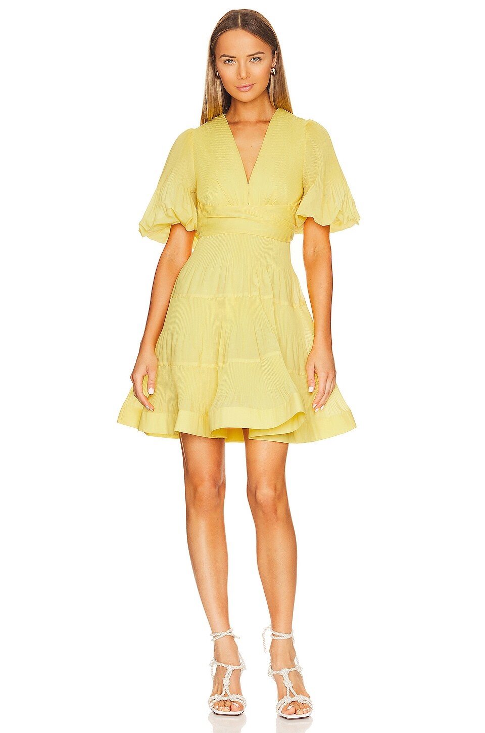 

Платье мини Zimmermann Pleated, цвет Lemon