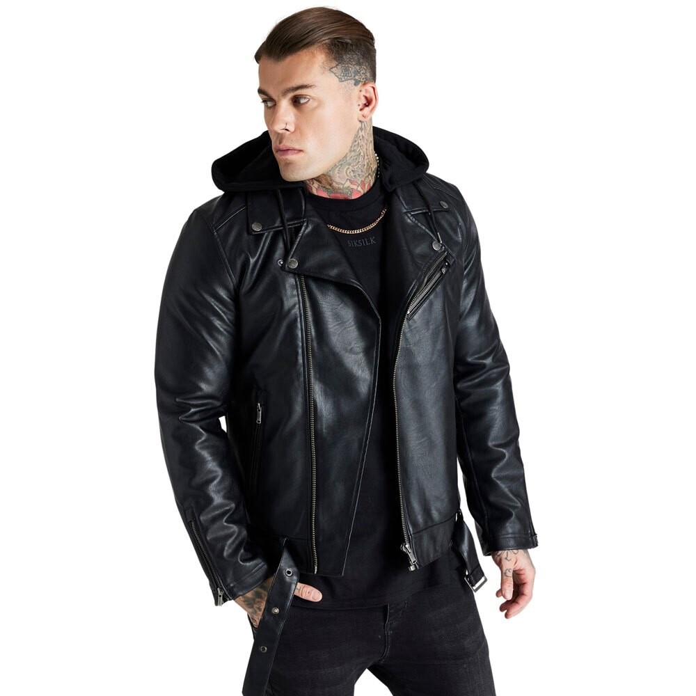 Куртка Siksilk Hooded Detail Biker, черный