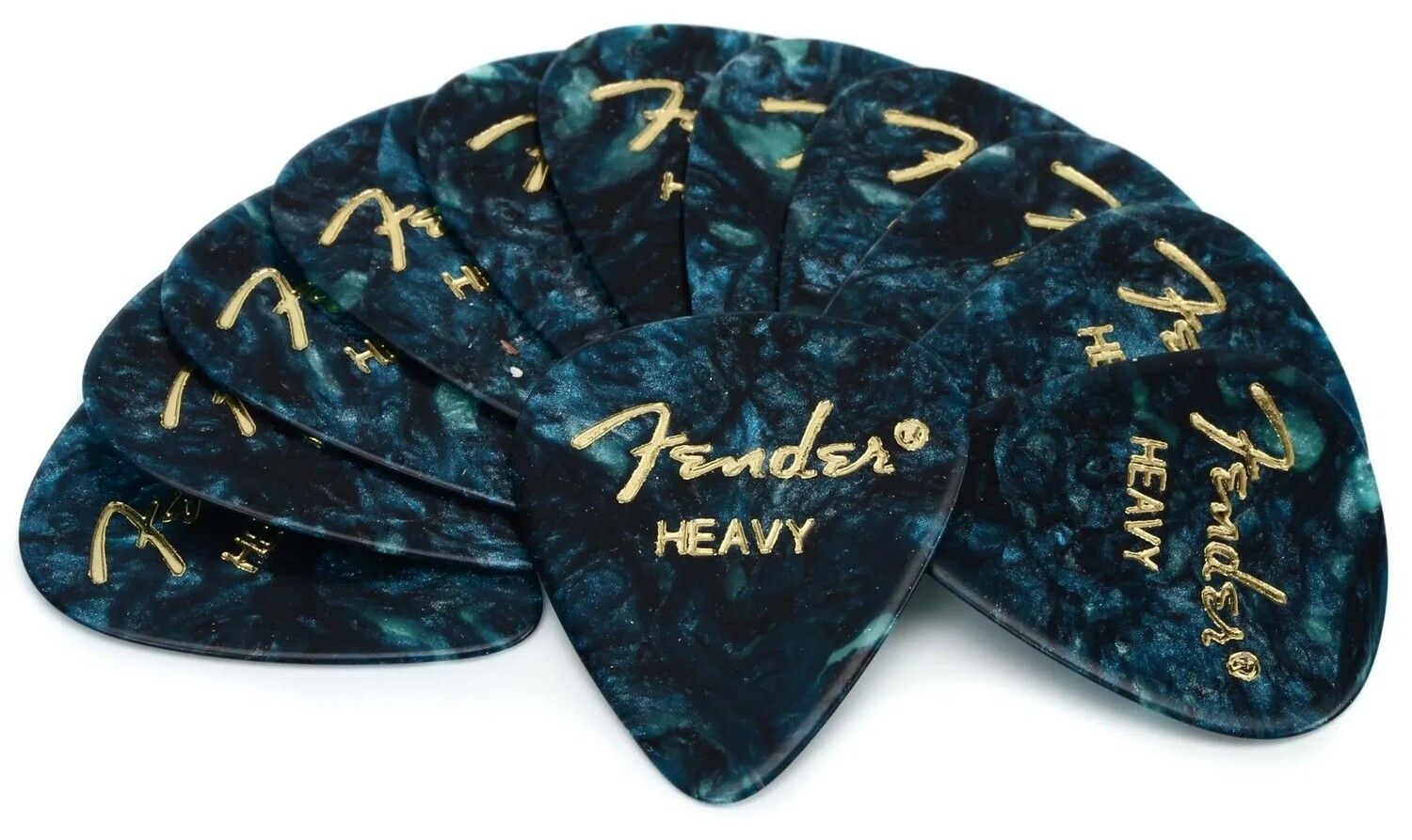 

Медиаторы Fender 351 Shape Premium Celluloid — Heavy Ocean Turquoise, 12 шт.