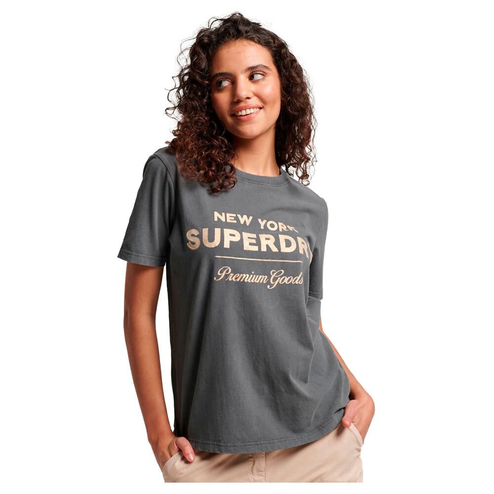 

Футболка Superdry Luxe Metallic Logo Short Sleeve Round Neck, серый