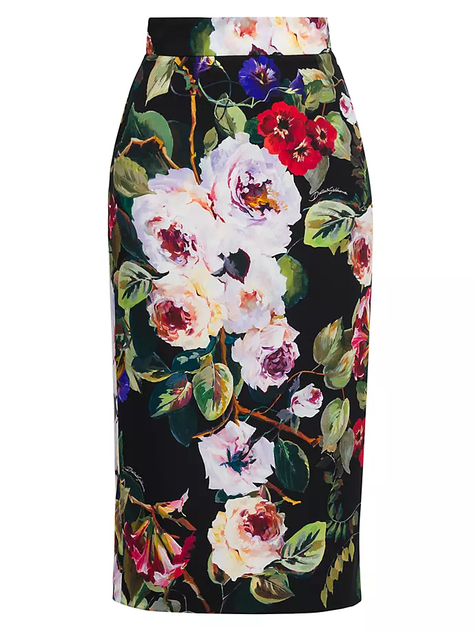 

Юбка-карандаш с цветочным принтом Dolce&Gabbana, цвет roseto nero
