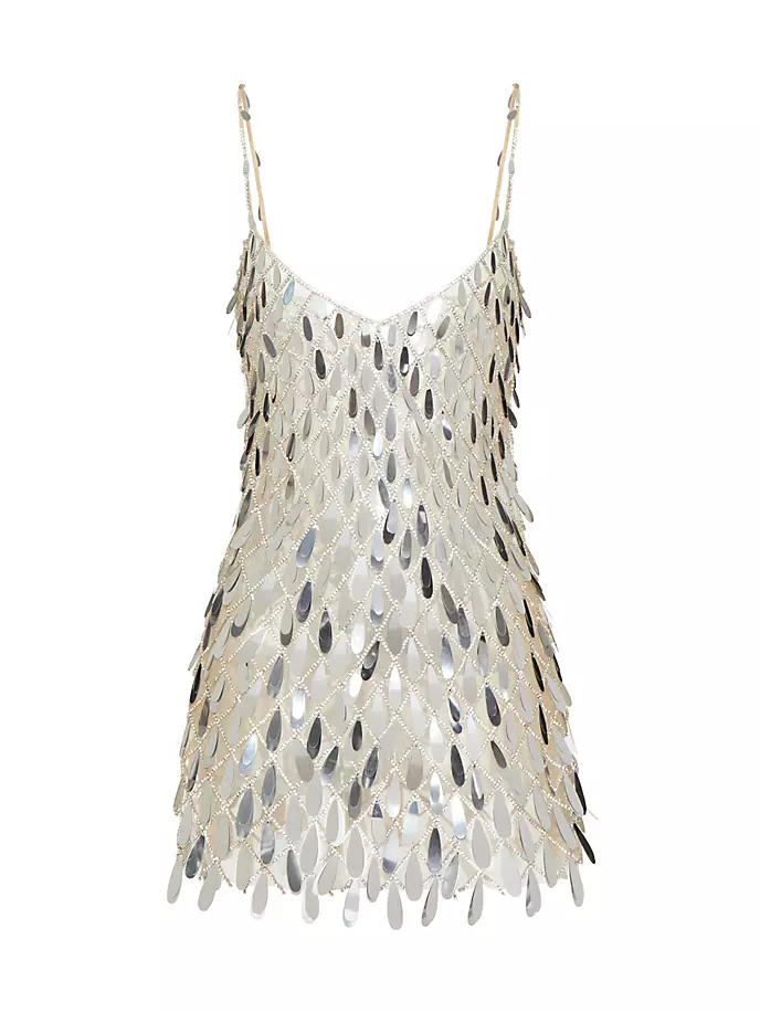 

Короткое платье из тюля с иллюзией и вышивкой Valentino Garavani, цвет silver