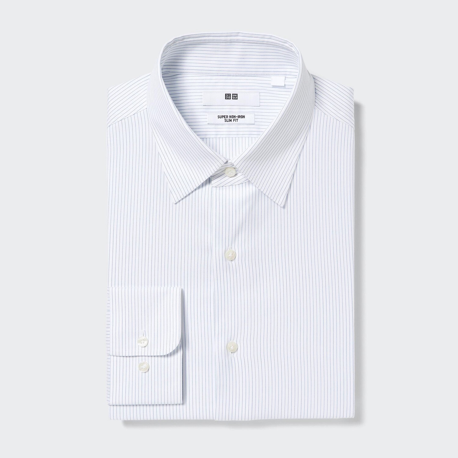 

Рубашка UNIQLO Non-iron узкого кроя в полоску, светло-синий