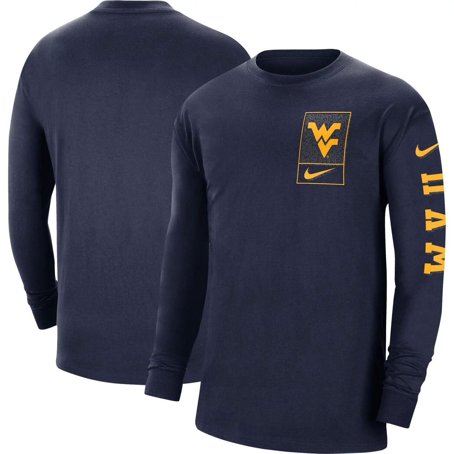 

Мужская темно-синяя футболка с длинным рукавом West Virginia Mountaineers Seasonal Max90 2-Hit Nike, Синий