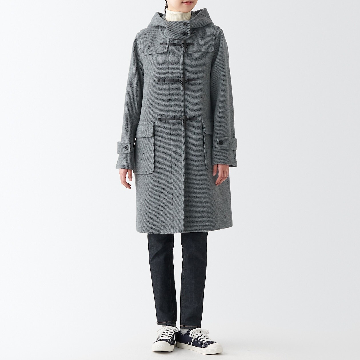 

Дафлкот из переработанной шерсти MUJI, угольно-серый