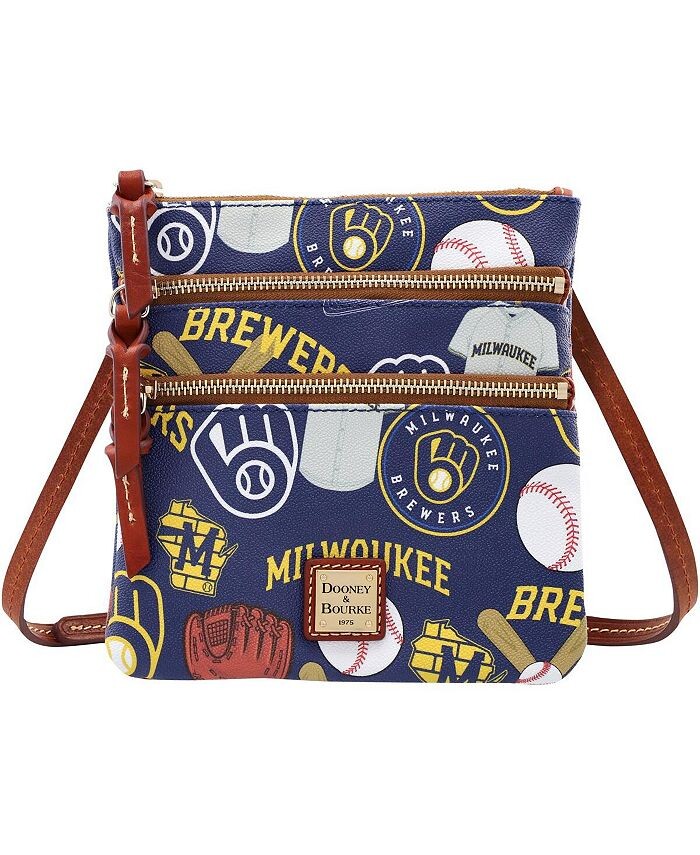 

Женская сумка через плечо Milwaukee Brewers Game Day с тройной молнией Dooney & Bourke, синий